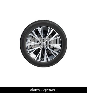 Glänzendes neues Autorad auf weißem Hintergrund isoliert Stockfoto