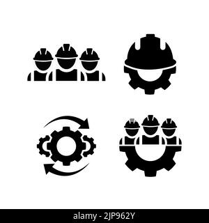 Workers in Gear - Teamwork Business Icon. Teamwork-Geschäftsikone. Abstraktes Baumeister-Symbol in Schwarz. Vektorgrafik für Grafik Stock Vektor