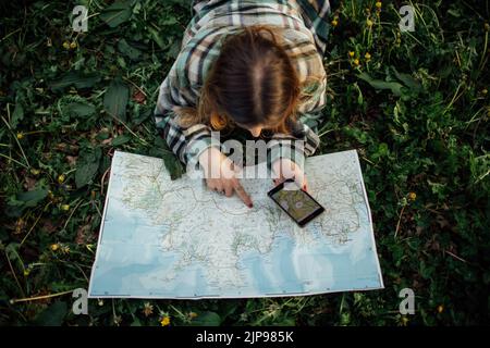 Orientierung, Wandern, Navigation, Karte, Orientierungen, Navigationen, Karten Stockfoto