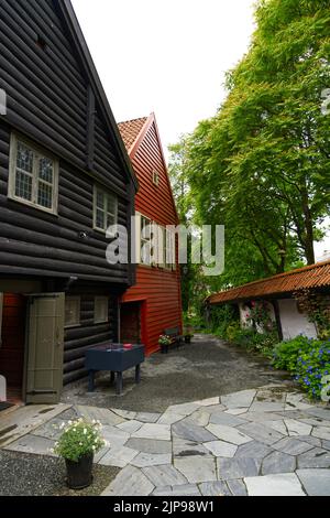 Bergen (Vestland) Häuser in Norwegen im alten Teil Bryggen Hafen Europa Stockfoto