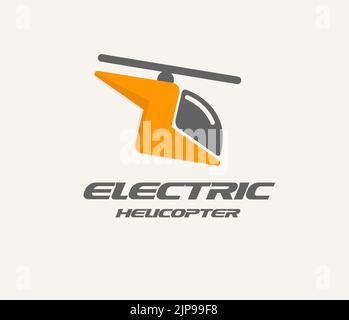 Elektrische Hubschrauber Vektor-Symbol, elektrische Lufttransport, moderne flache Logo-Konzept, Cartoon-Grafik-Stil Stock Vektor