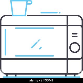 Mikrowellen-Liniensymbol, Umrisssymbol, Vektordarstellung, Konzeptzeichen Stock Vektor