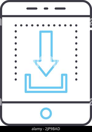 Hochladen von Zeilensymbol, Umrisssymbol, Vektorgrafik, Konzeptzeichen Stock Vektor