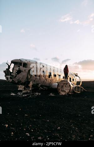 Flugzeugwrack, sólheimasandur Stockfoto