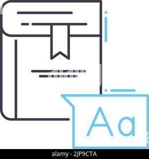 Wortschatz Liniensymbol, Umrisssymbol, Vektordarstellung, Konzeptzeichen Stock Vektor