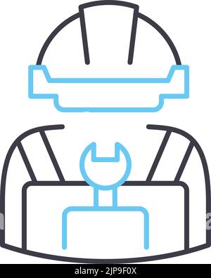 Liniensymbol für die Arbeitsautomatisierung, Umrisssymbol, Vektordarstellung, Konzeptzeichen Stock Vektor