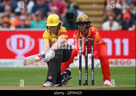 Birmingham, Großbritannien. 15. August 2022. Birmingham, August 15. 2022 Rockets Batter während der Hundert Birmingham Phoenix vs Trent Rockets - Double Bill Women & Men Games (Karl W Newton/SPP) Credit: SPP Sport Press Photo. /Alamy Live News Stockfoto