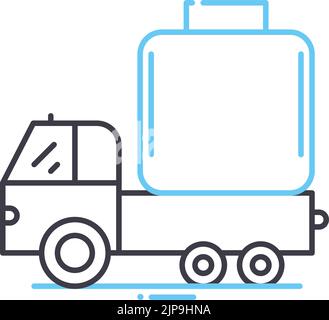 Tankfahrzeug-Liniensymbol, Umrisssymbol, Vektordarstellung, Konzeptschild Stock Vektor