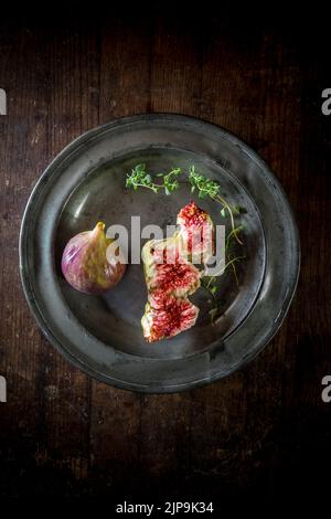 Stillleben, rustikal, Feigen, Stillleben, Rustik, Feigen Stockfoto