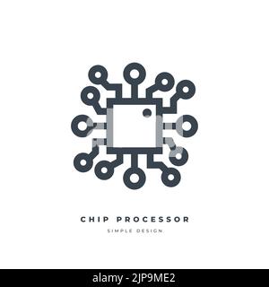 Chip-Prozessor-Symbol auf weißem Hintergrund isoliert. Stock Vektor