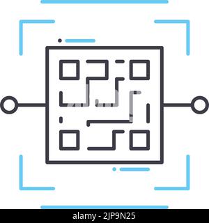 qr-Code-Liniensymbol, Umrisssymbol, Vektordarstellung, Konzeptzeichen Stock Vektor