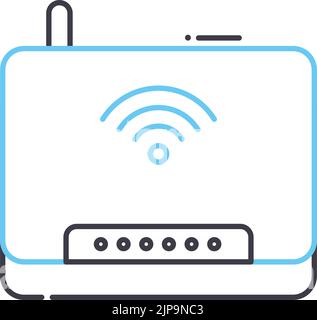 symbol für die WLAN-Router-Linie, Umrisssymbol, Vektordarstellung, Konzeptschild Stock Vektor