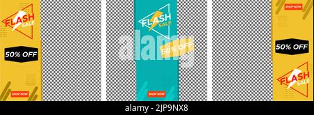 Eine Packung Flash-Verkäufe 50 Prozent Rabatt auf Social-Media-Banner mit Platz für Ihren Text Stock Vektor