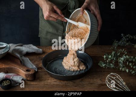 Backen, Gießen, Teig, Schaber, Teige, Abstreifer Stockfoto