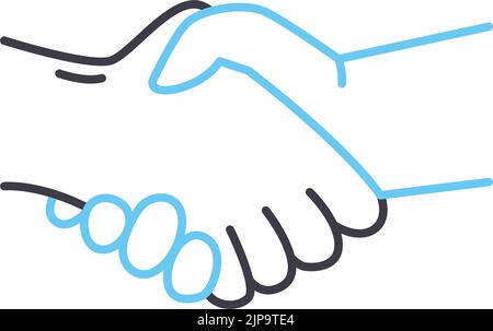 Handshake-Liniensymbol, Umrisssymbol, Vektordarstellung, Konzeptzeichen Stock Vektor