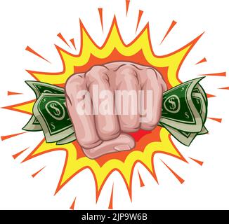 Money Cash Fist Hand Comic Pop Art Cartoon Stock Vektor