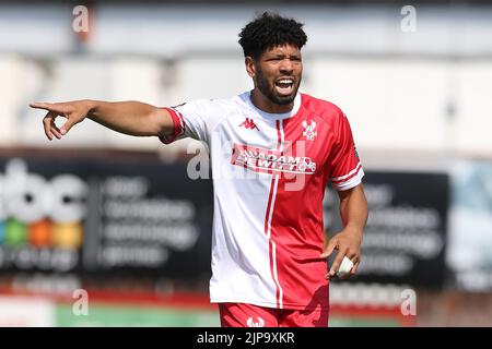 Nathaniel Knight-Percival von Kidderminster Harriers während des Spiels der Vanarama National League im Aggborough Stadium, Kidderminster. Bilddatum: Samstag, 13. August 2022. Stockfoto