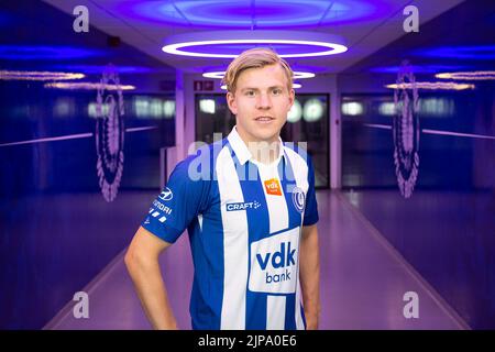 Gents Jens Pettr Hauge, abgebildet während einer Vertragsunterzeichnung des belgischen Fußballvereins KAA Gent, um einen neuen Spieler zu präsentieren, Dienstag, 16. August 2022 in Gent. BELGA FOTO JAMES ARTHUR GEKIERE Stockfoto