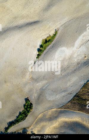 Luftaufnahme Dokumentation der Form von landwirtschaftlichen Flächen im Spätsommer Stockfoto