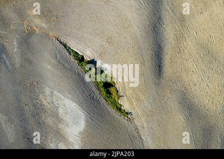 Luftaufnahme Dokumentation der Form von landwirtschaftlichen Flächen im Spätsommer Stockfoto