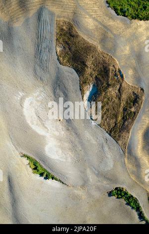 Luftaufnahme Dokumentation der Form von landwirtschaftlichen Flächen im Spätsommer Stockfoto