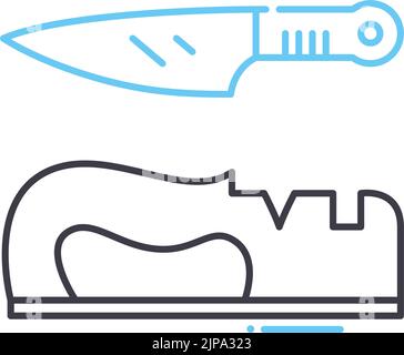 Symbol für Messerschärfer, Umrisssymbol, Vektordarstellung, Konzeptschild Stock Vektor