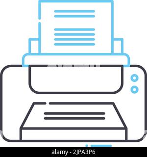 Zeilensymbol des Druckgeräts, Umrisssymbol, Vektordarstellung, Konzeptschild Stock Vektor