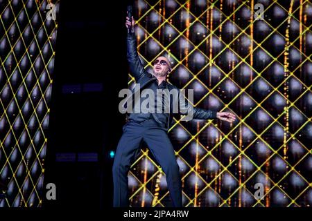13. August 2022, Toronto, Ontario, Kanada: Der US-amerikanische Rapper und Sänger Armando Christian PÃ©rez, professionell bekannt unter seinem Künstlernamen Pitbull, spielte eine ausverkaufte Show auf der Budweiser Stage in Toronto. Im Bild: PITBULL (Bild: © Angel Marchini/ZUMA Press Wire) Stockfoto