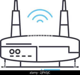 zeilensymbol des wi-Fi-Routers, Umrisssymbol, Vektordarstellung, Konzeptschild Stock Vektor