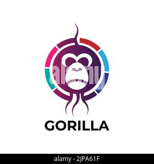 Gorilla großen Fuß Affen Tier wild Maskottchen Illustration Vektor. Symbol für Gorilla-Logo. Stock Vektor