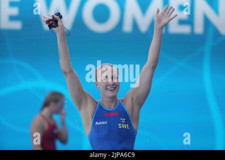 Rom, Italien. 16. August 2022. Rom, Italien 16.08.2022: Sjoestroem Sarah aus Schweden gewinnt in der len European Aquatics in Rom 2022 in Foro Italico die Finalfrauen 50m Freistil in der Schwimmmeisterschaft. Kredit: Unabhängige Fotoagentur/Alamy Live Nachrichten Stockfoto