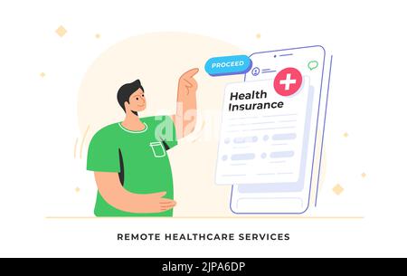 Elektronische Krankenversicherungskarte und medizinische Hilfe garantiert Stock Vektor