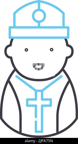 Pastor Linie Symbol, Umriss Symbol, Vektor-Illustration, Konzept Zeichen Stock Vektor