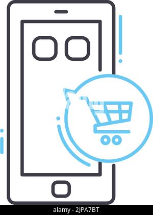 Mobile Shopping Line Symbol, Umrisssymbol, Vektordarstellung, Konzeptschild Stock Vektor