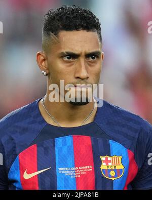 Raphael Dias Belloli Raphina vom FC Barcelona beim Pokalspiel Joan Gamper zwischen dem FC Barcelona und Pumas, das am 7. August 2022 im Spotify Camp Nou Stadium in Barcelona, Spanien, ausgetragen wurde. (Foto von Sergio Ruiz / PRESSIN) Stockfoto