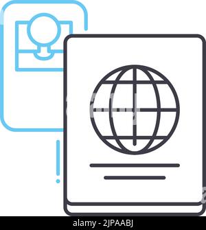 Passport-id-Kartensymbol, Umrisssymbol, Vektordarstellung, Konzeptschild Stock Vektor