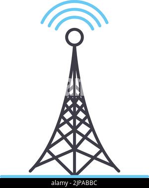 Symbol für Signalturm-Linie, Umrisssymbol, Vektordarstellung, Konzeptschild Stock Vektor
