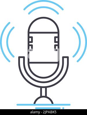 Podcast-Liniensymbol, Umrisssymbol, Vektordarstellung, Konzeptzeichen Stock Vektor