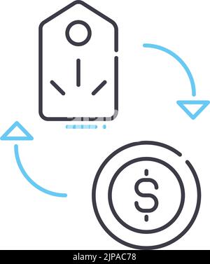 Symbol der Preislinie, Umrisssymbol, Vektordarstellung, Konzeptschild Stock Vektor