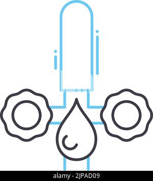 Heiß- und Kaltwasserhähne Liniensymbol, Umrisssymbol, Vektordarstellung, Konzeptschild Stock Vektor