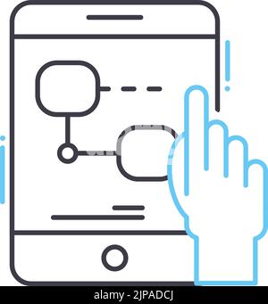 Priorisieren von Klicks Zeilensymbol, Umrisssymbol, Vektordarstellung, Konzeptzeichen Stock Vektor