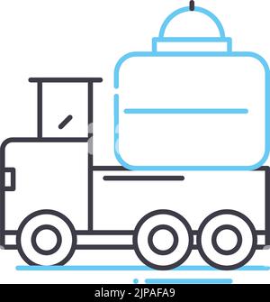 Tankfahrzeug-Liniensymbol, Umrisssymbol, Vektordarstellung, Konzeptschild Stock Vektor