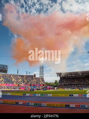 Feuerwerk bei den Commonwealth Games im Alexander Stadium, Birmingham, England, am 3.. August 2022. Stockfoto