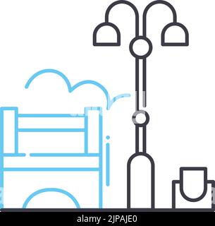 Öffentliches Parklinesymbol, Umrisssymbol, Vektordarstellung, Konzeptschild Stock Vektor