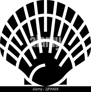 Jakobsmuschel Meer Muschel Strand Glyphe Symbol Vektor Illustration Stock Vektor