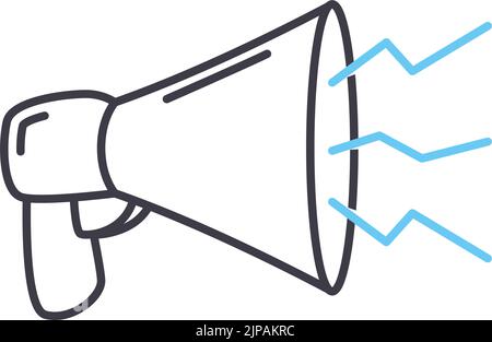 Symbol für die Megaphone-Linie, Umrisssymbol, Vektordarstellung, Konzeptzeichen Stock Vektor