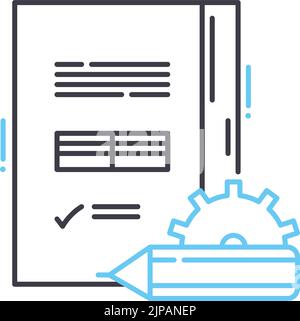 Liniensymbol für die Auftragsbearbeitung, Umrisssymbol, Vektordarstellung, Konzeptzeichen Stock Vektor