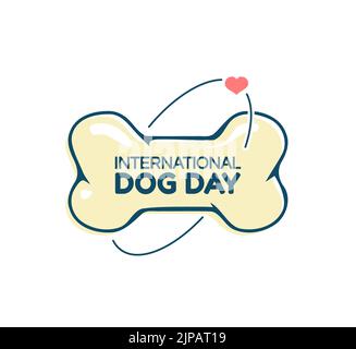 International Dog Day, Dog Bone Logo oder Icon in blau und gelb. Stockfoto