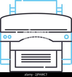 Zeilensymbol des Druckgeräts, Umrisssymbol, Vektordarstellung, Konzeptzeichen Stock Vektor