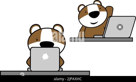 Kleine Hamster Kind Charakter Cartoon Computer Lernpaket im Vektorformat Stock Vektor
